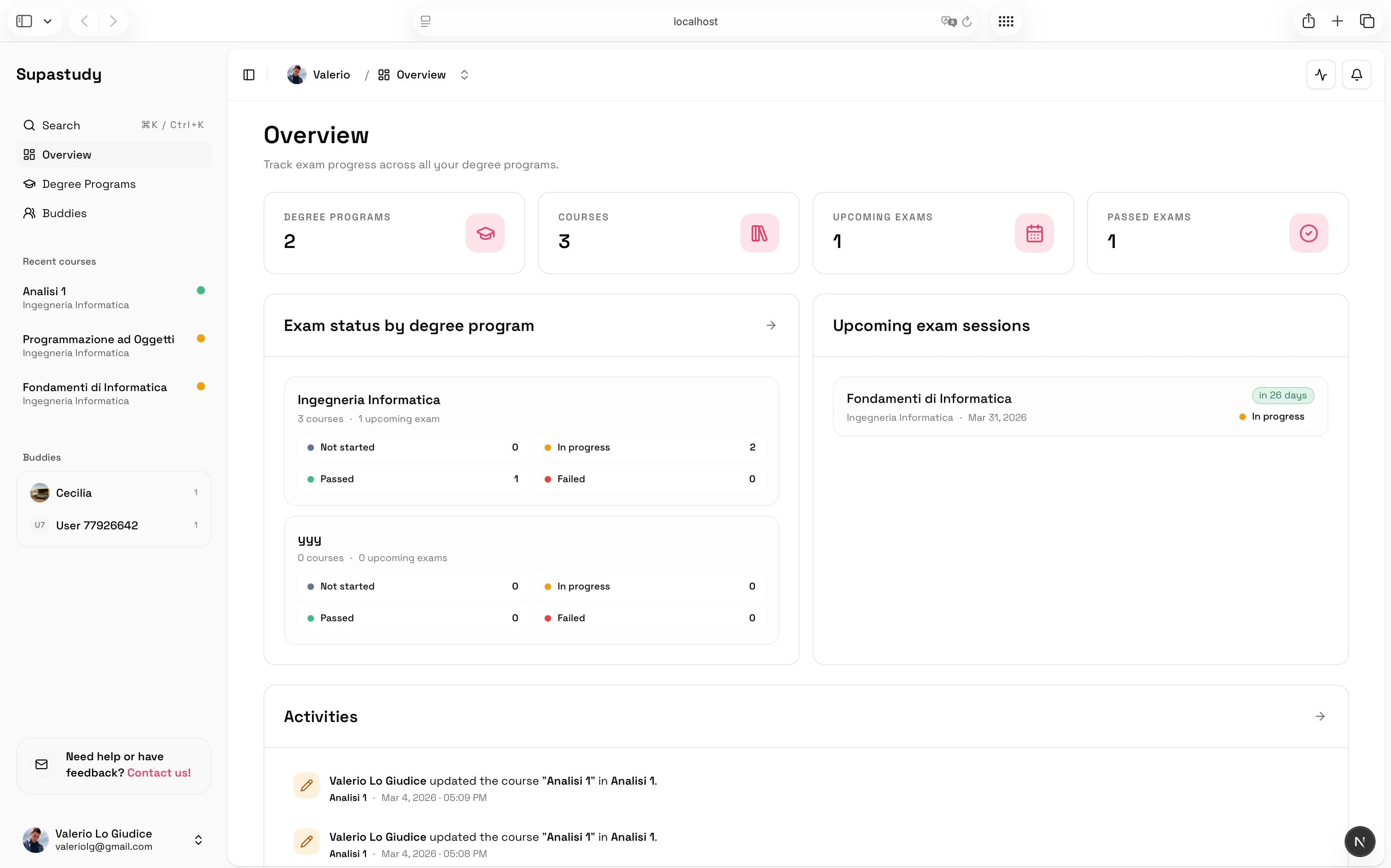 Supastudy dashboard with the study workspace editor open